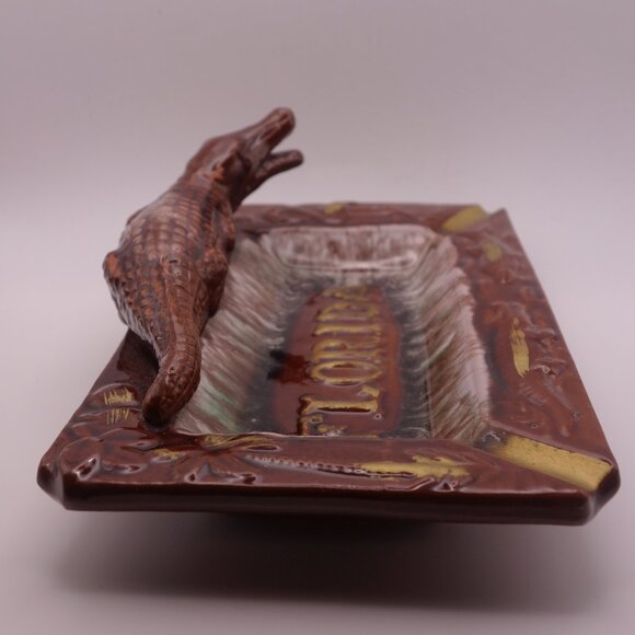 Ceramic Brown Florida Gator Carrib Made in Japan Ash Tray - Picture 5 of 12
